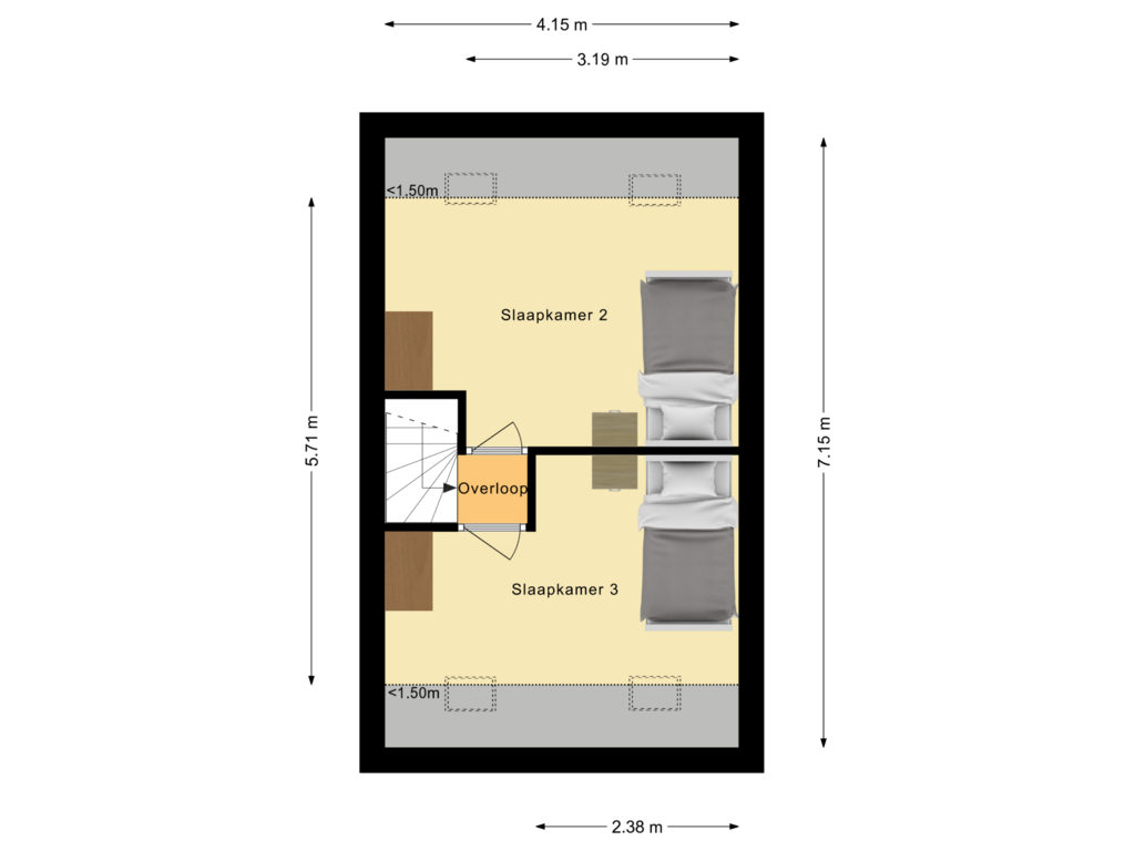 View floorplan of Tweede verdieping of Rozenstraat 11