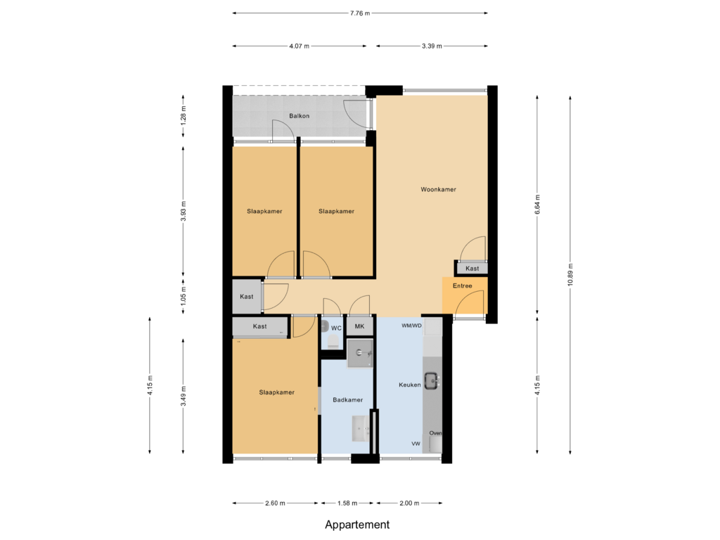 Bekijk plattegrond van Appartement van Van Beethovenstraat 45