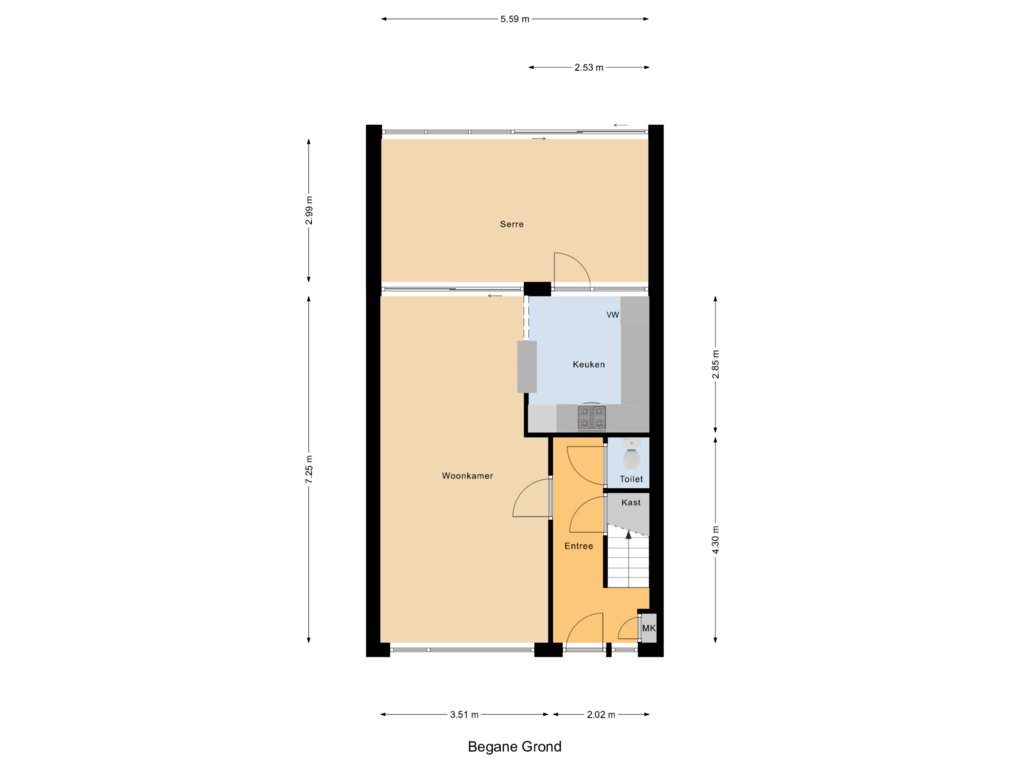 Bekijk plattegrond van Begane Grond van Janus Erasmiusstraat 8