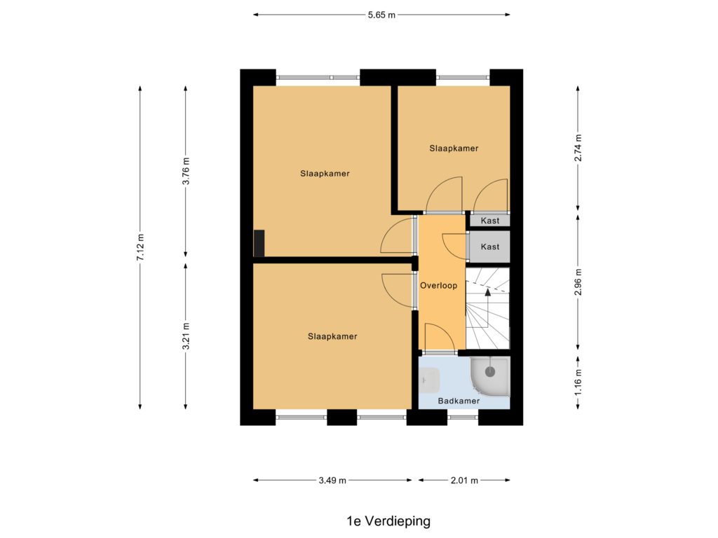 Bekijk plattegrond van 1e Verdieping van Janus Erasmiusstraat 8