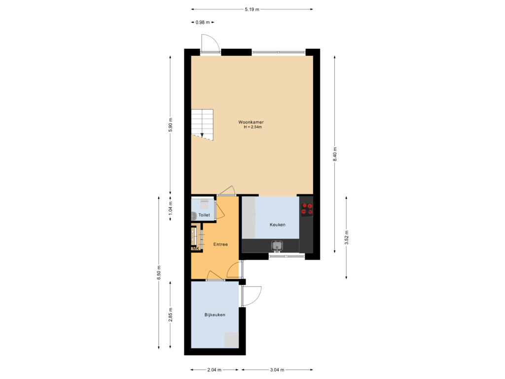 Bekijk plattegrond van Begane grond van de Spinde 134