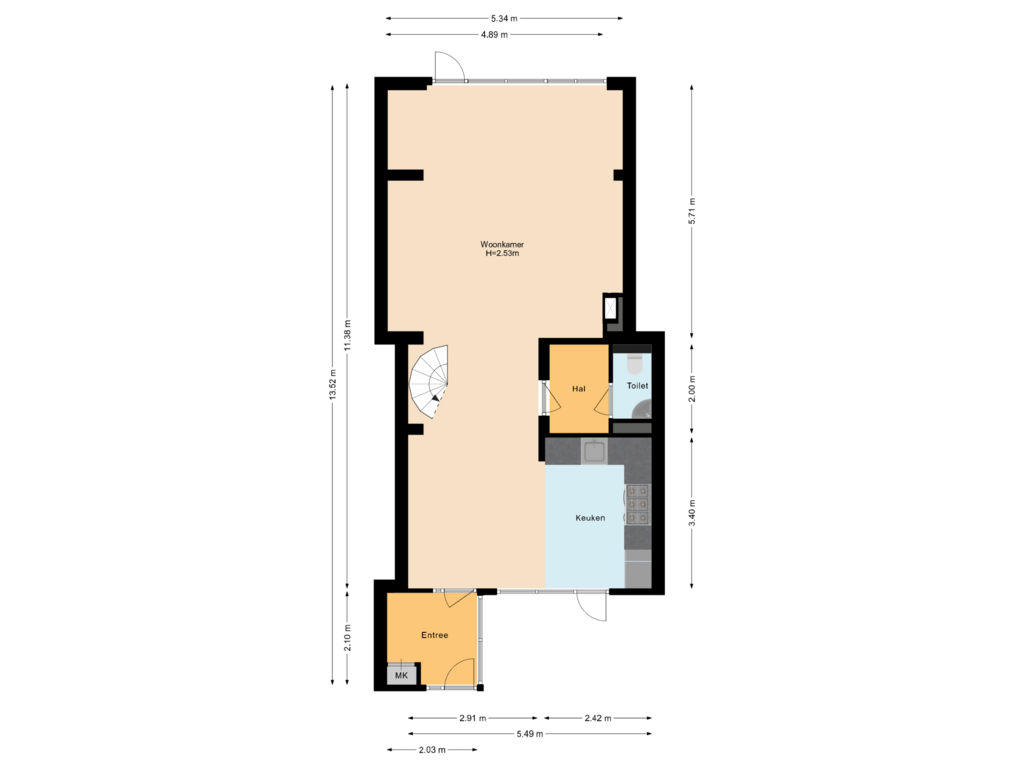 Bekijk plattegrond van Begane grond van Marten Michielshof 3