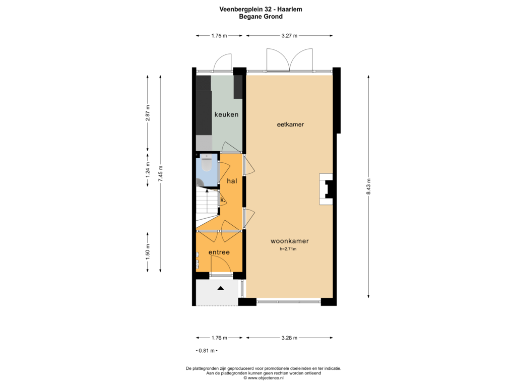 Bekijk plattegrond van BEGANE GROND van Veenbergplein 32