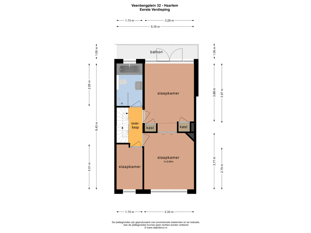 Bekijk plattegrond van EERSTE VERDIEPING van Veenbergplein 32