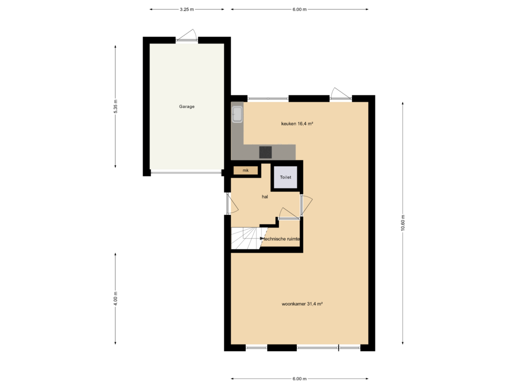 View floorplan of begane grond of Latensteinseweg 15