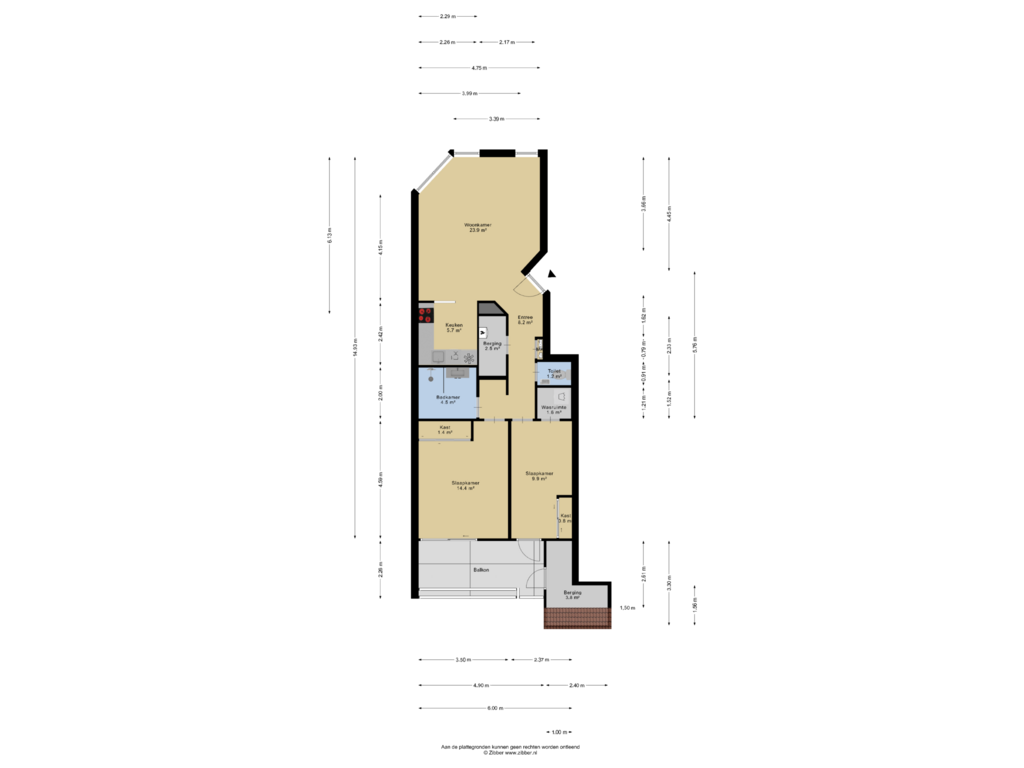 Bekijk plattegrond van Tweede verdieping van Hoogstraat 18-02