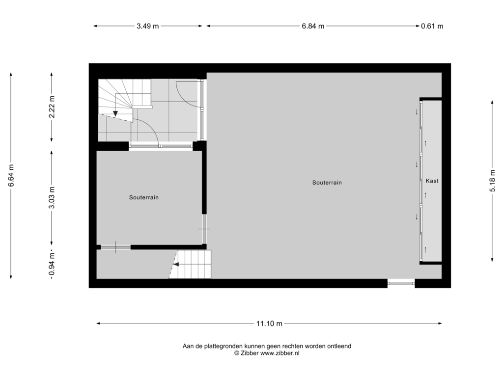 Bekijk plattegrond van Souterrain van Mr. P.J. Oudsingel 215