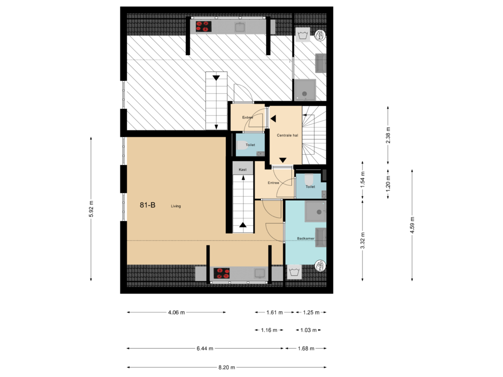 View floorplan of Begane grond Dam 81-B of Dam 81-A