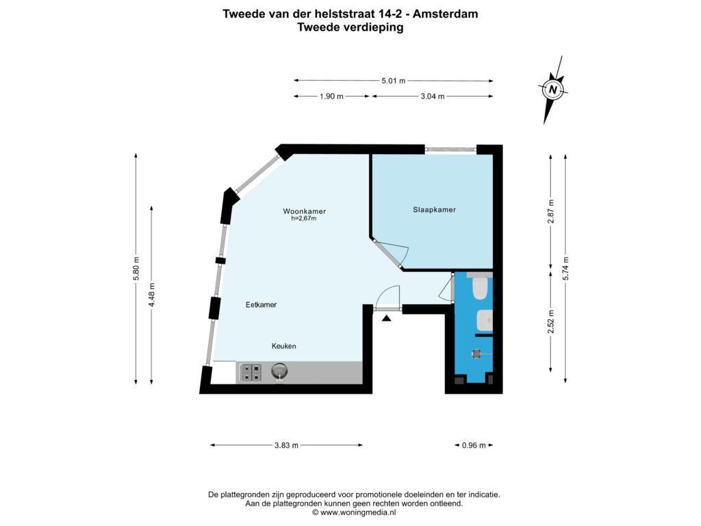 Bekijk plattegrond van 2e_verd van Tweede Van der Helststraat 14-2