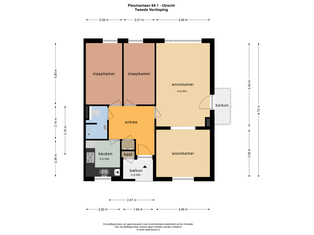 View floorplan of TWEEDE VERDIEPING of Plesmanlaan 64-1