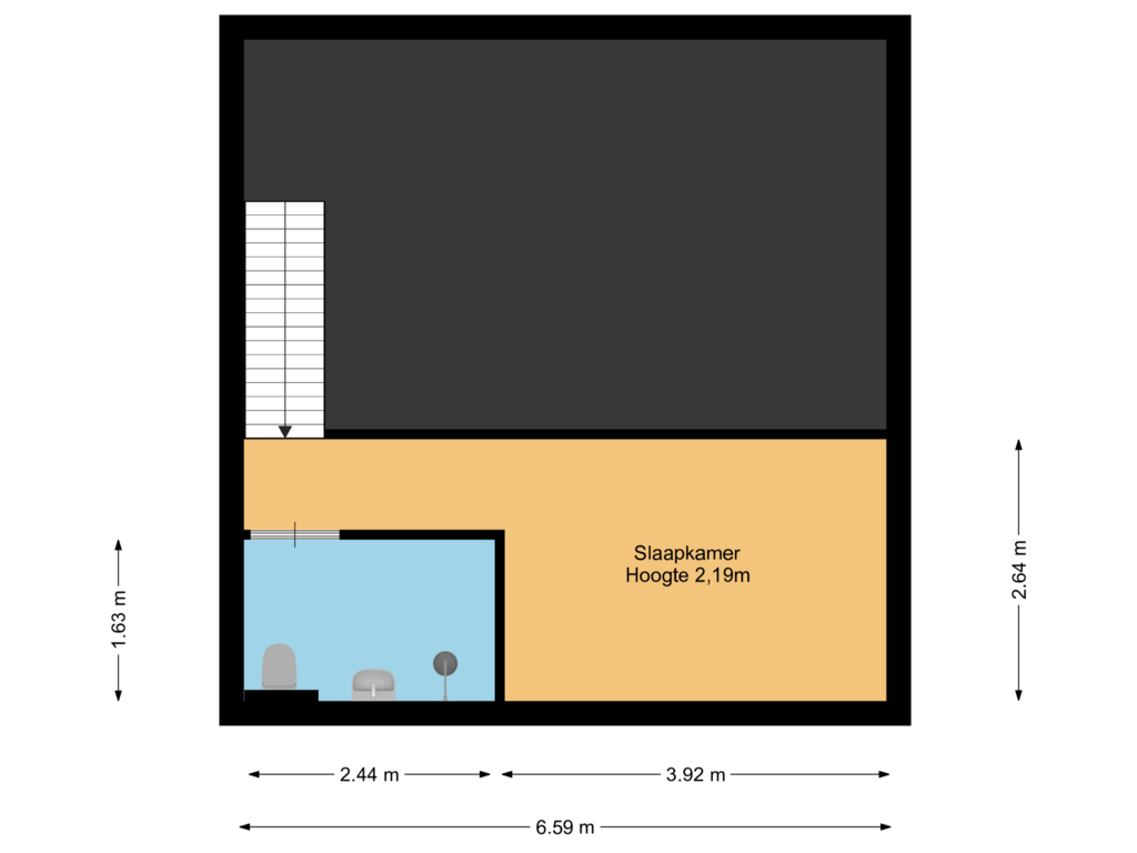 View floorplan of 1e verdieping of Neuweg 31-A