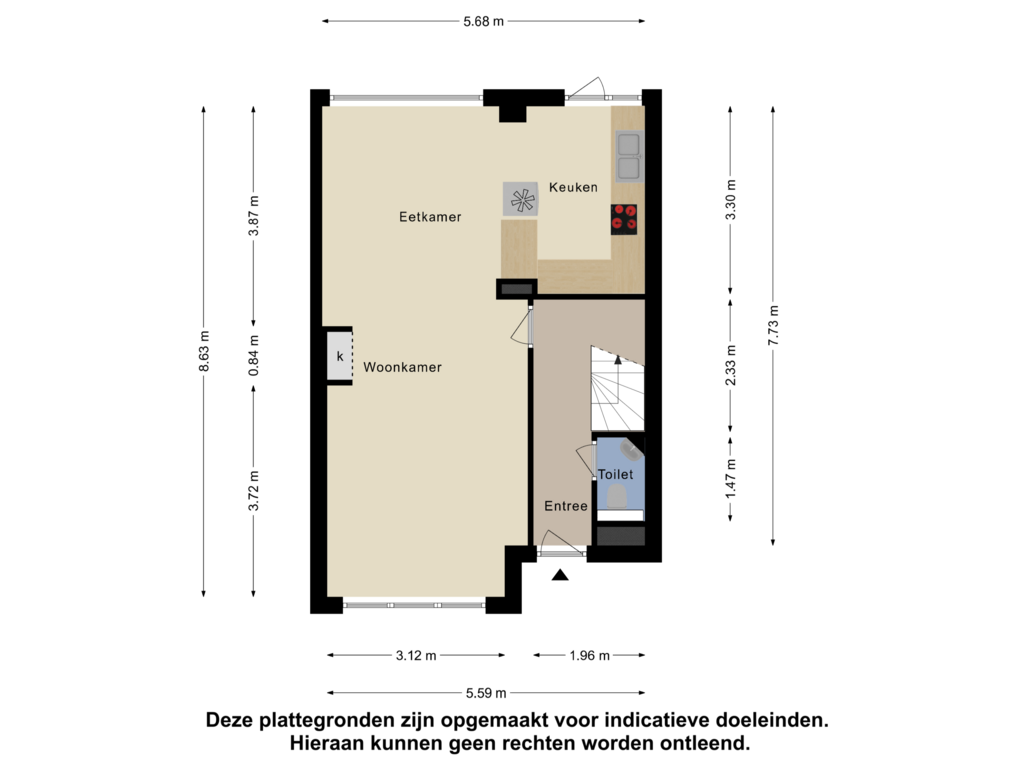 Bekijk plattegrond van Begane Grond van Elzenstraat 7