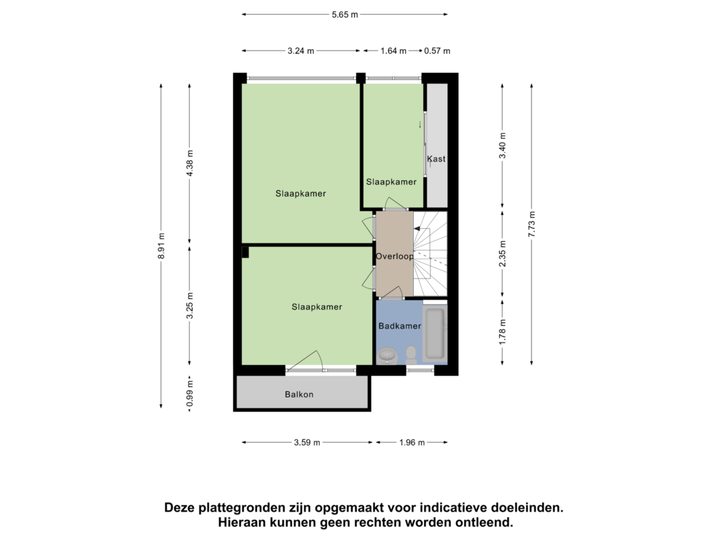 Bekijk plattegrond van Eerste Verdieping van Elzenstraat 7