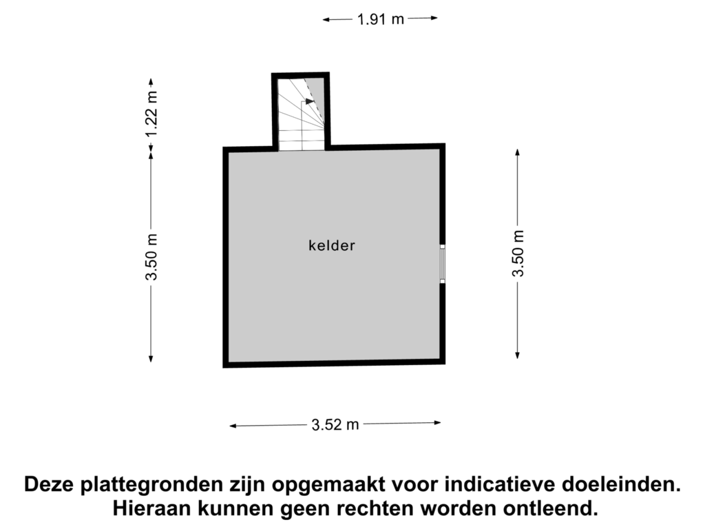 View floorplan of souterrain of Bredestraat 24