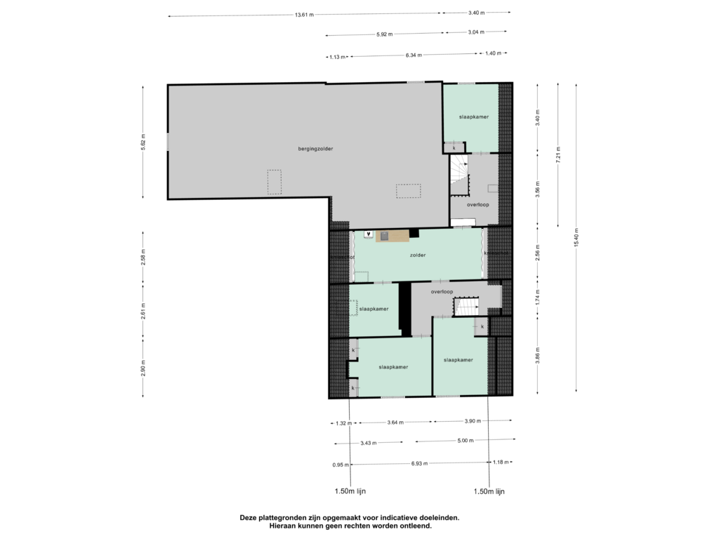 View floorplan of 1e verdieping of Bredestraat 24