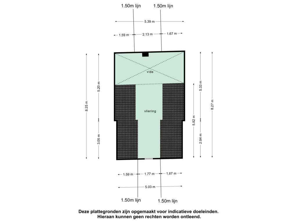 View floorplan of vliering of Bredestraat 24