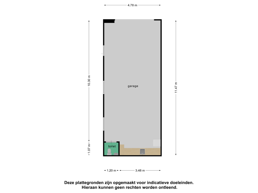 View floorplan of garage of Bredestraat 24