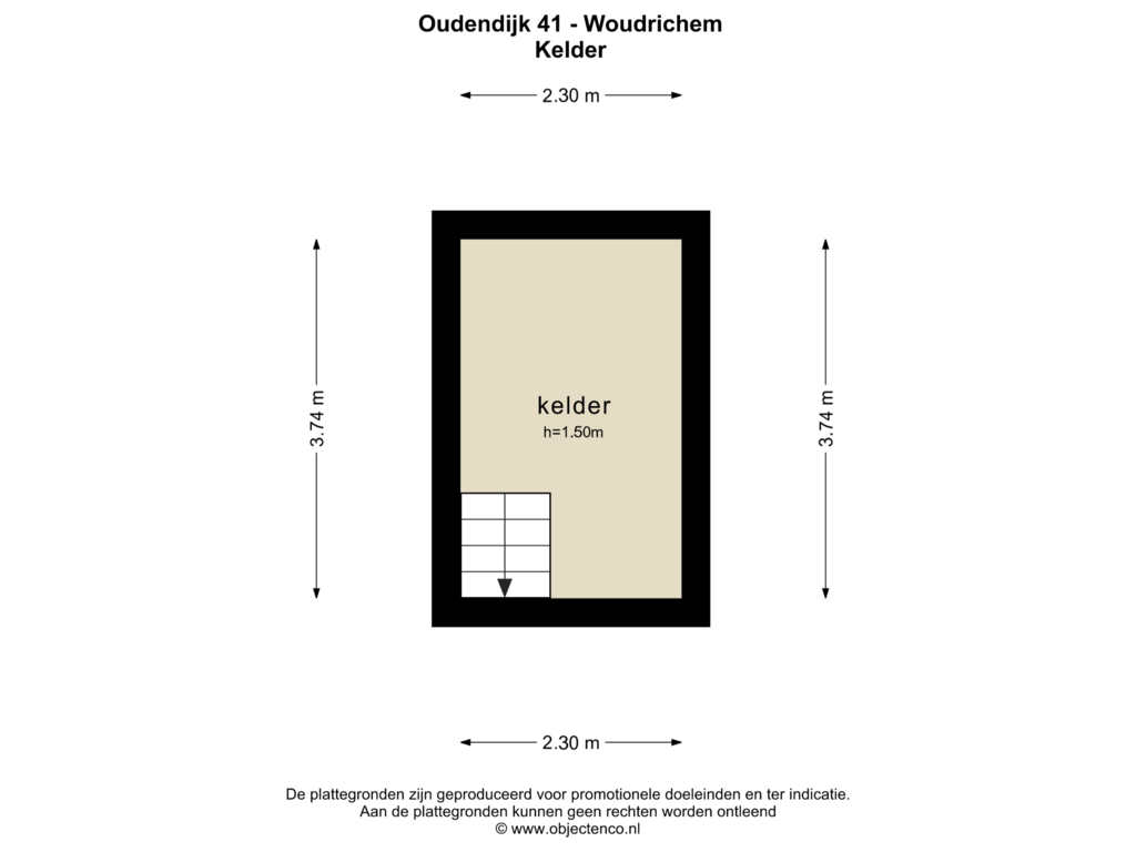 Bekijk plattegrond van Kelder van Oudendijk 41