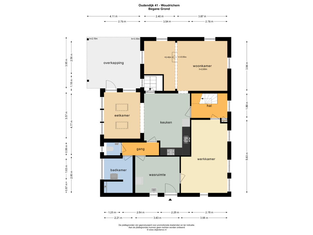 Bekijk plattegrond van Begane Grond van Oudendijk 41