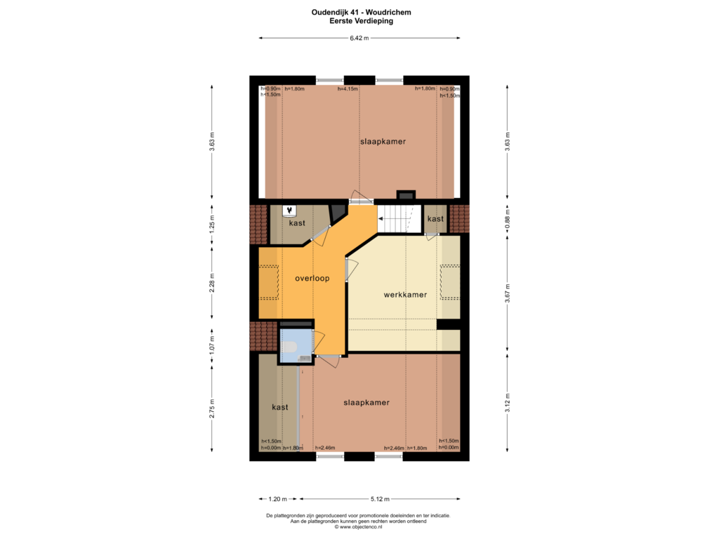 Bekijk plattegrond van Eerste Verdieping van Oudendijk 41