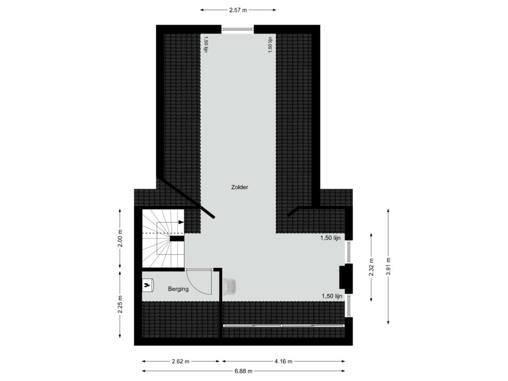 Bekijk plattegrond van Tweede verdieping van Waarderweg 2