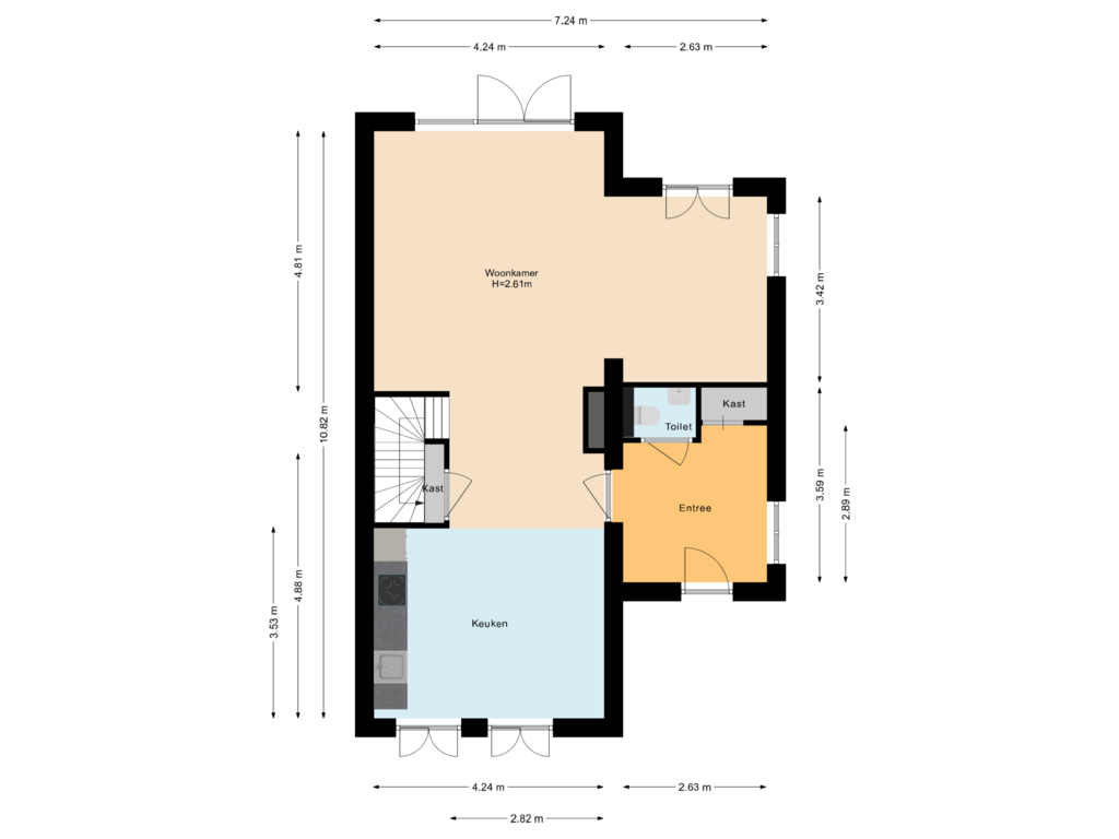 View floorplan of Begane grond of Rollostraat 90-F