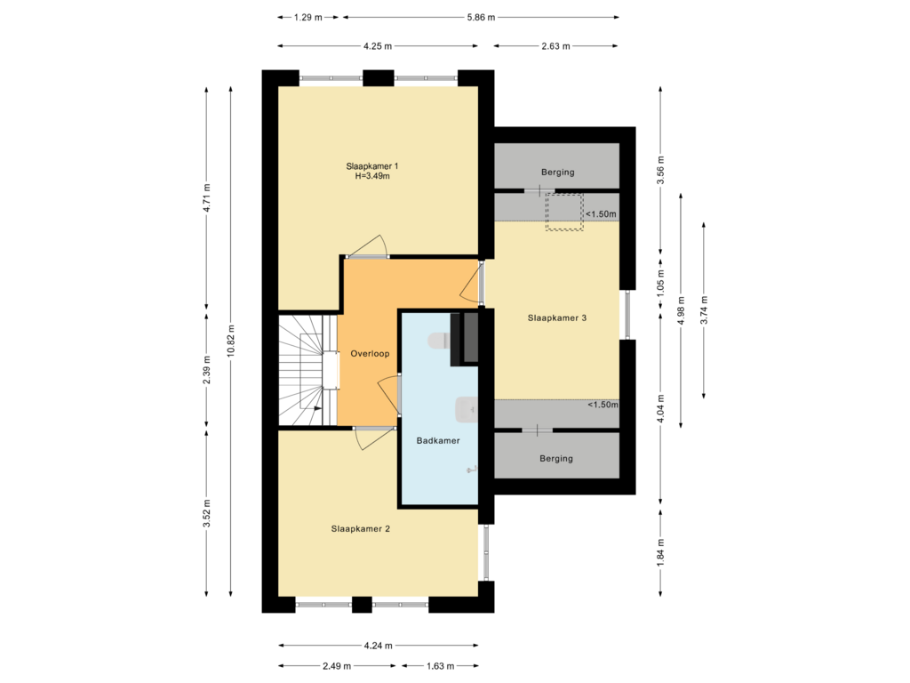 View floorplan of Eerste verdieping of Rollostraat 90-F