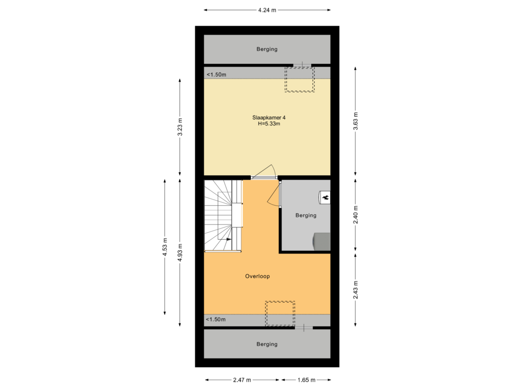 View floorplan of Tweede verdieping of Rollostraat 90-F