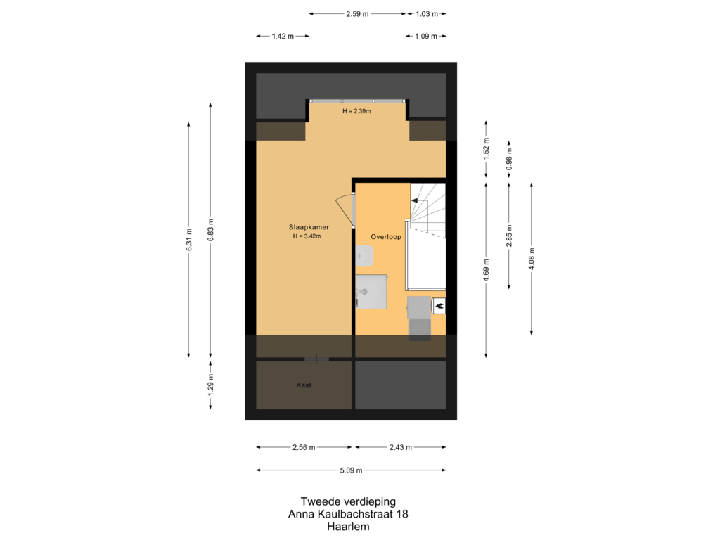 Bekijk plattegrond van Tweede verdieping van Anna Kaulbachstraat 18