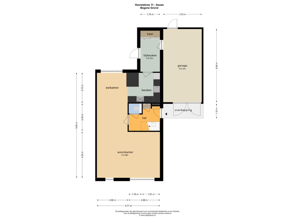 Bekijk plattegrond van BEGANE GROND van Voorstebree 11