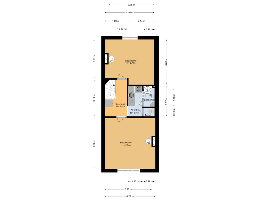 View floorplan of 2e verdieping of Vleutenseweg 175