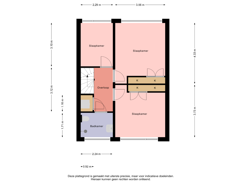 View floorplan of 1e Verdieping of Maria Louisestraat 15