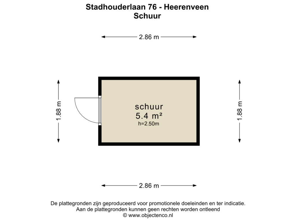 Bekijk plattegrond van SCHUUR van Stadhouderlaan 76