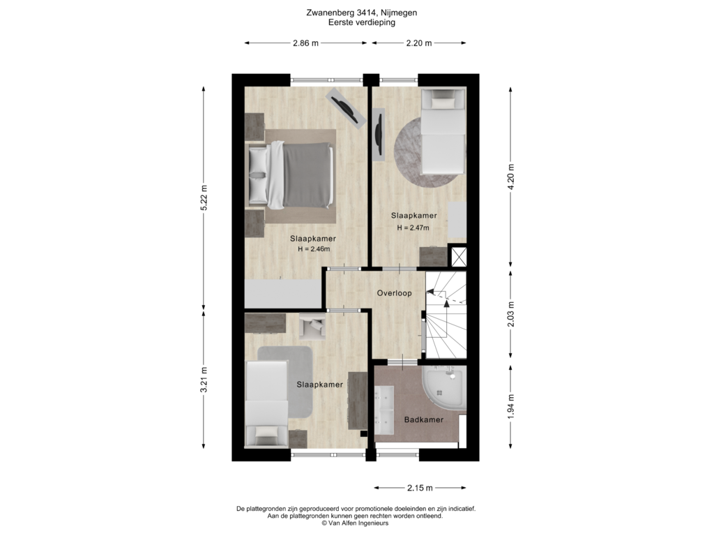 Bekijk plattegrond van Eerste verdieping van Zwanenveld 3414