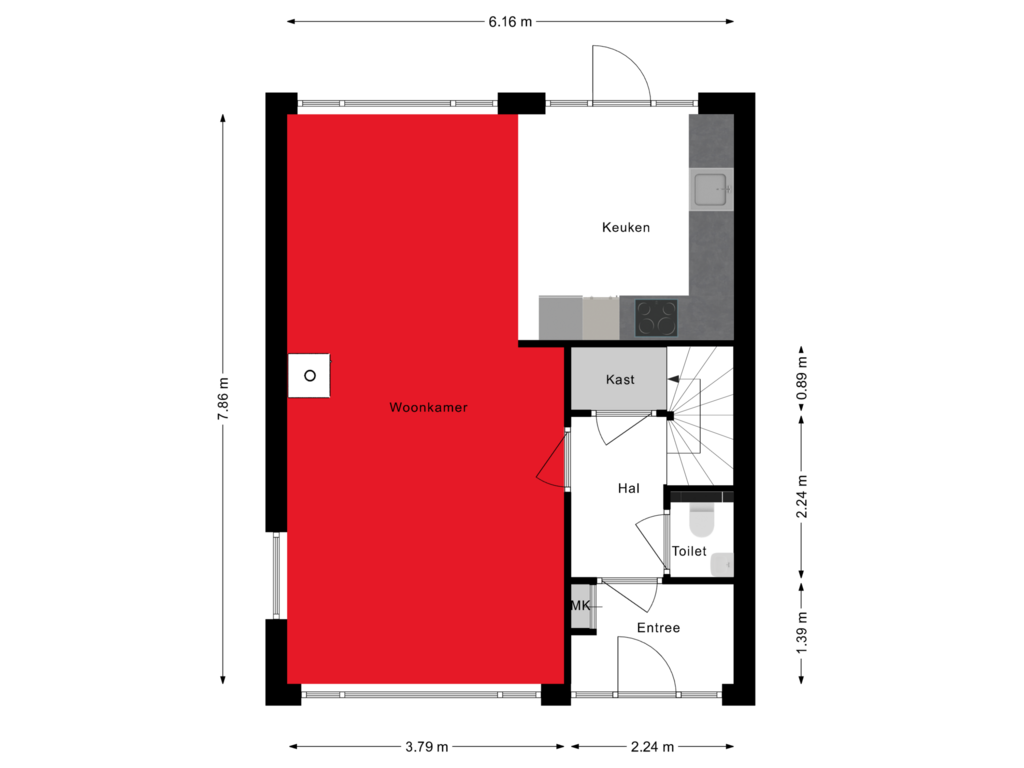 View floorplan of Begane grond of Grote Houw 172