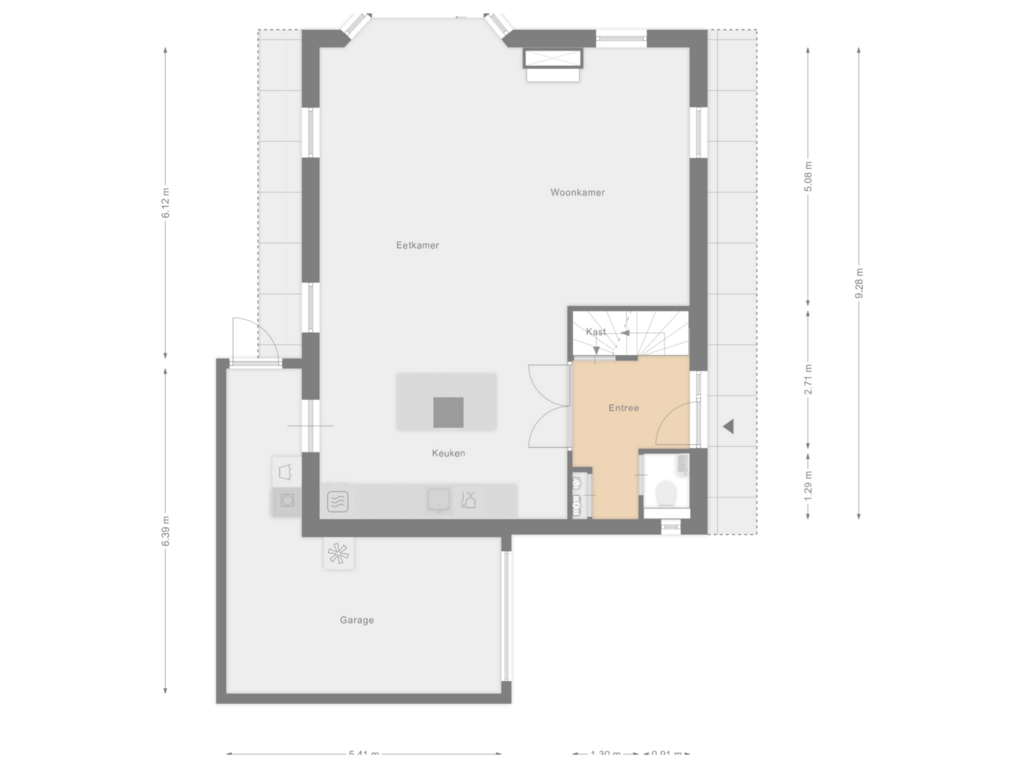 View floorplan of Begane grond of Zuideinde 17