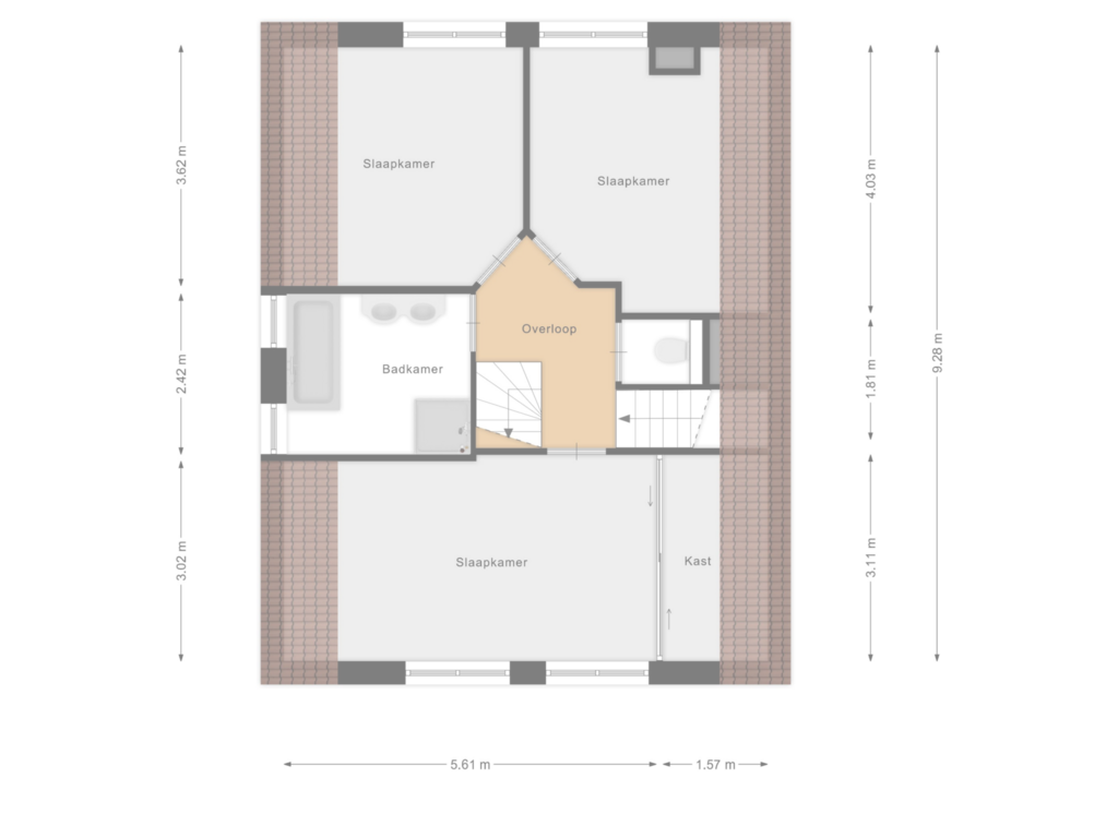 View floorplan of Eerste verdieping of Zuideinde 17