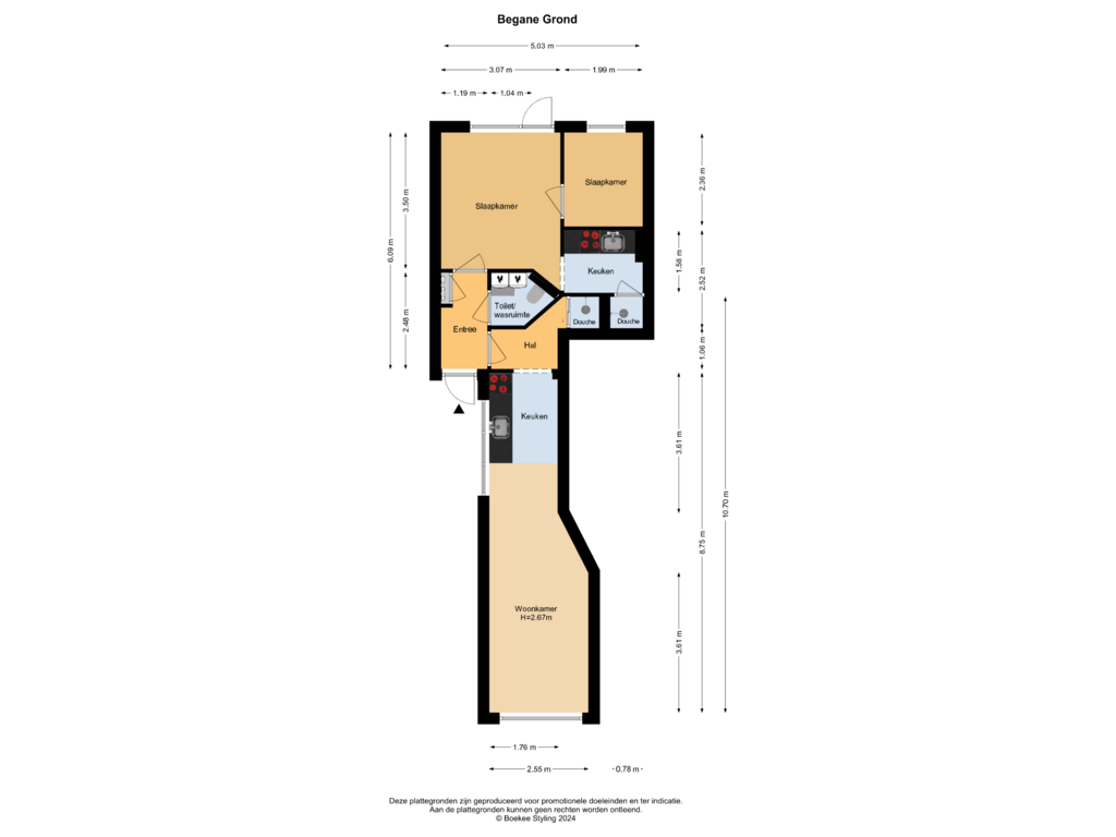 View floorplan of Begane Grond of Leidsezijstraat 14-ZW