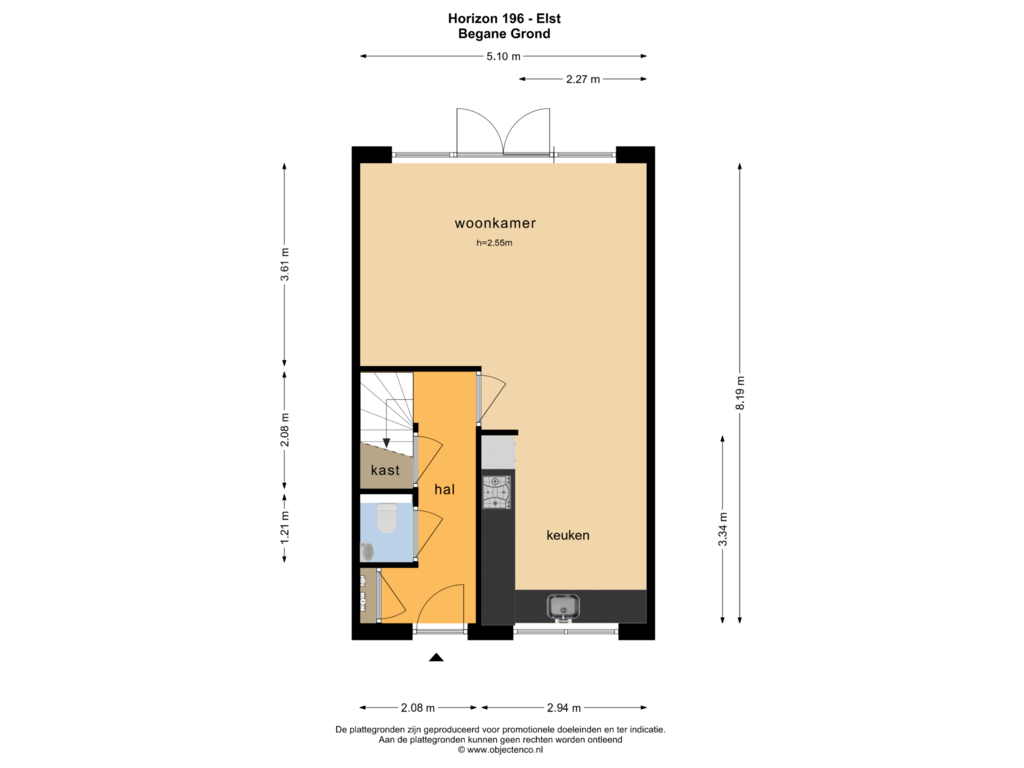 View floorplan of BEGANE GROND of Horizon 196