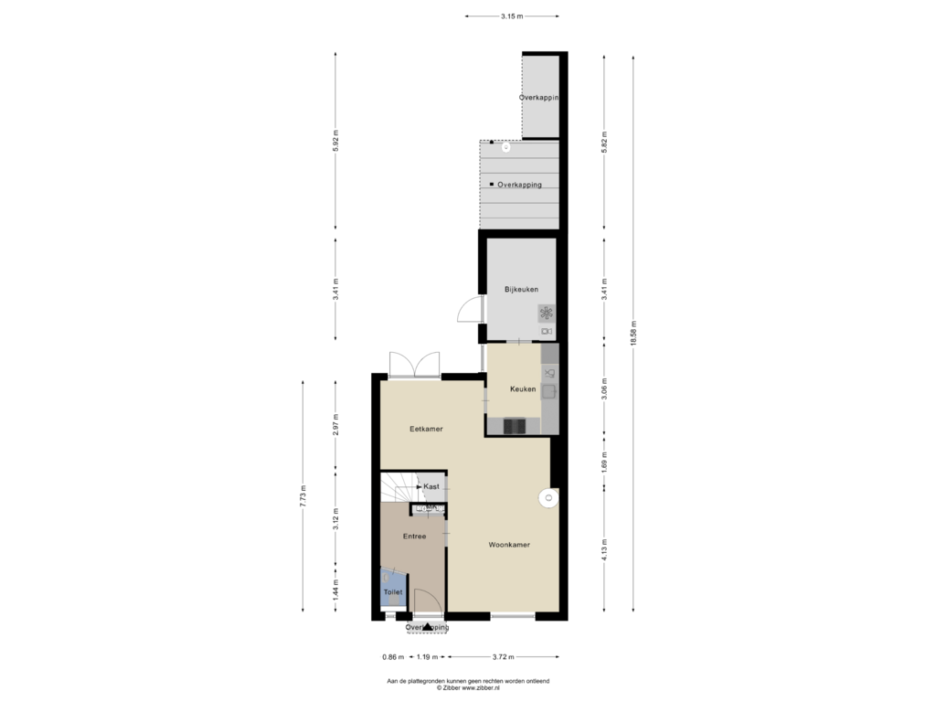 View floorplan of Begane Grond of Rozenstraat 26