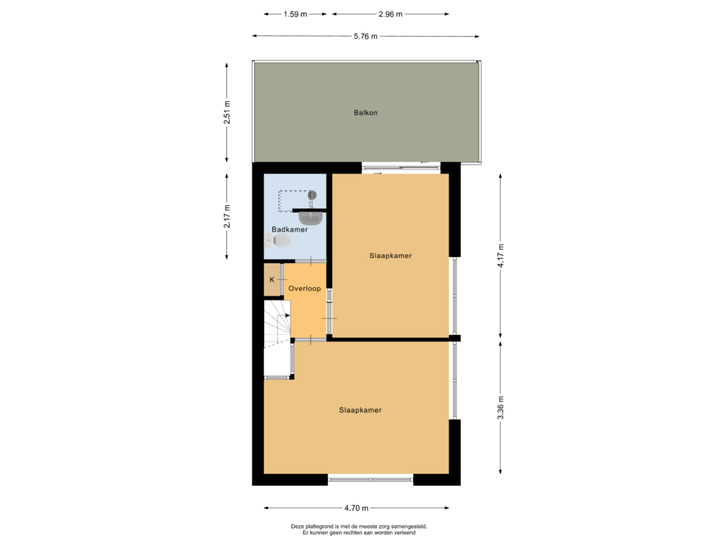 Bekijk plattegrond van Derde verdieping van Eendrachtsstraat 33