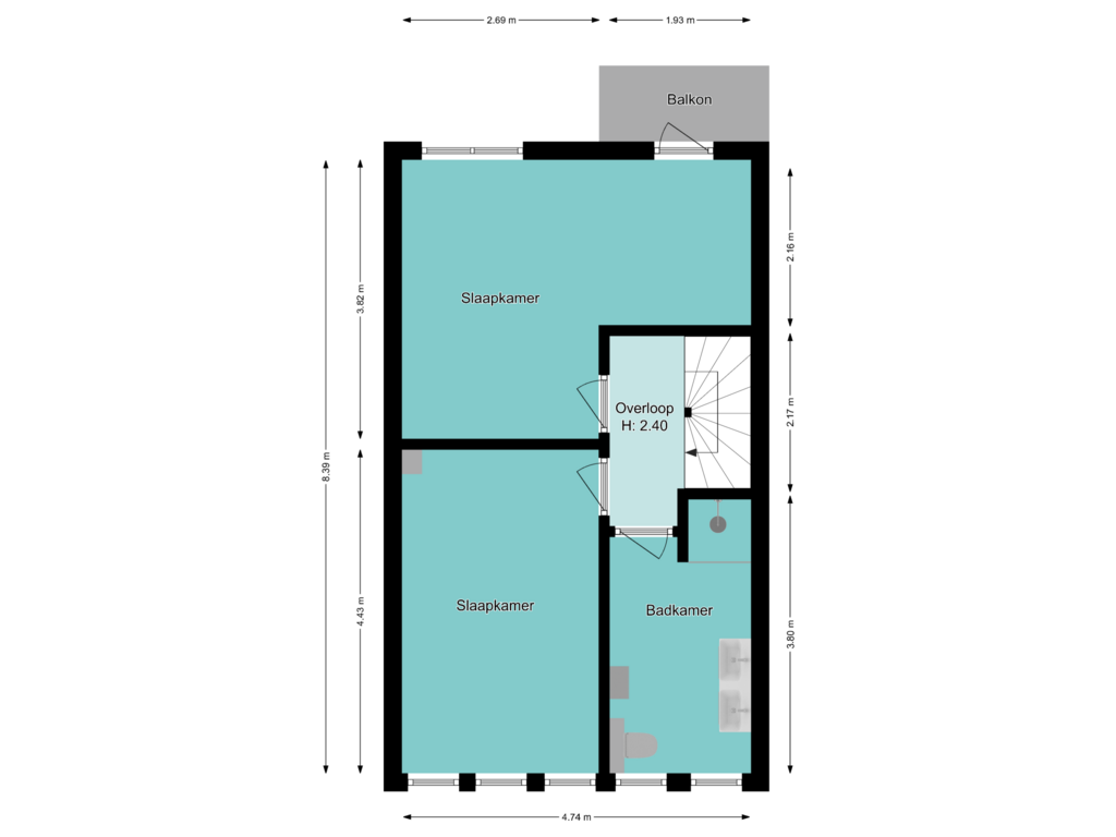 Bekijk plattegrond van Eerste verdieping van Hazenstraat 71