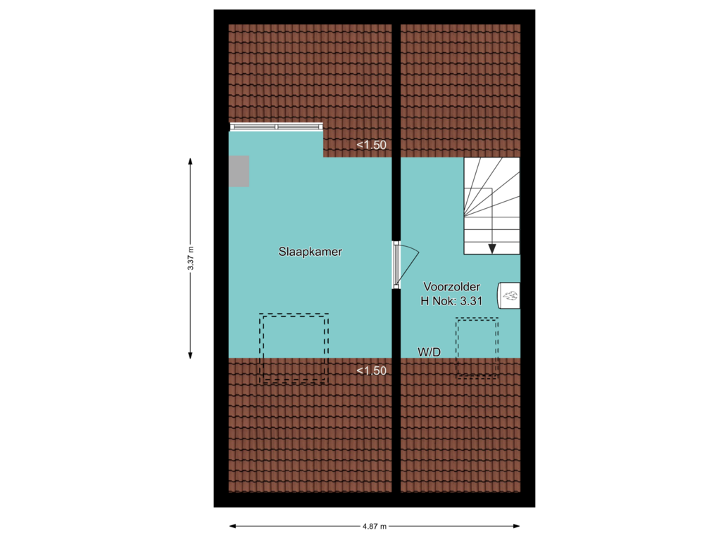 Bekijk plattegrond van Tweede verdieping van Hazenstraat 71