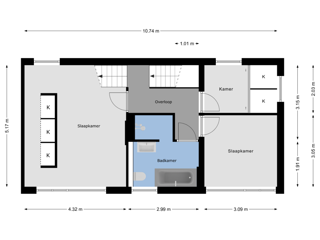 View floorplan of 1e Verdieping of Buitenhof 53