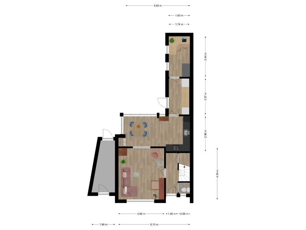 Bekijk plattegrond van Begane grond van Brugstraat 23