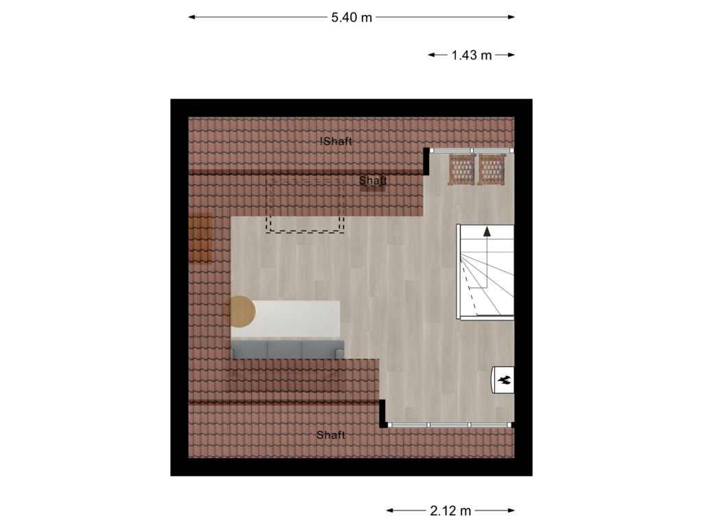 Bekijk plattegrond van Tweede verdieping van Brugstraat 23