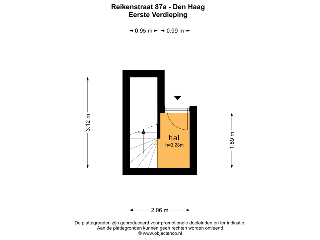 Bekijk plattegrond van Eerste Verdieping van Reinkenstraat 87-A