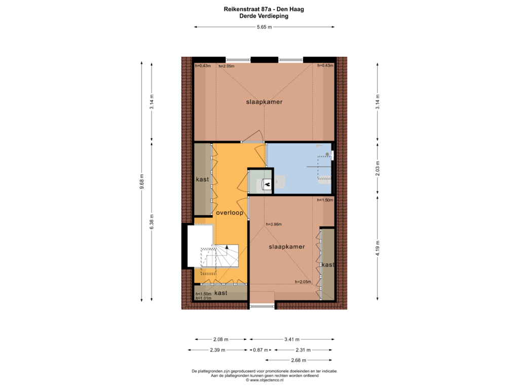 Bekijk plattegrond van Derde Verdieping van Reinkenstraat 87-A