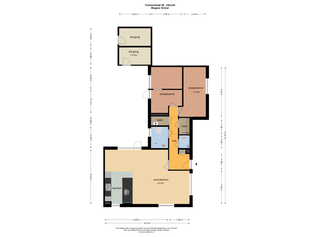 Bekijk plattegrond van Begane Grond van Timmerstraat 59