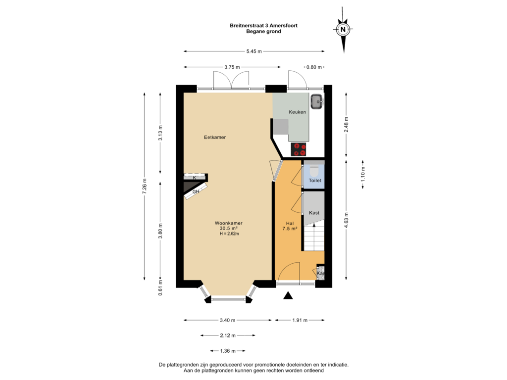 Bekijk plattegrond van Begane grond van Breitnerstraat 3